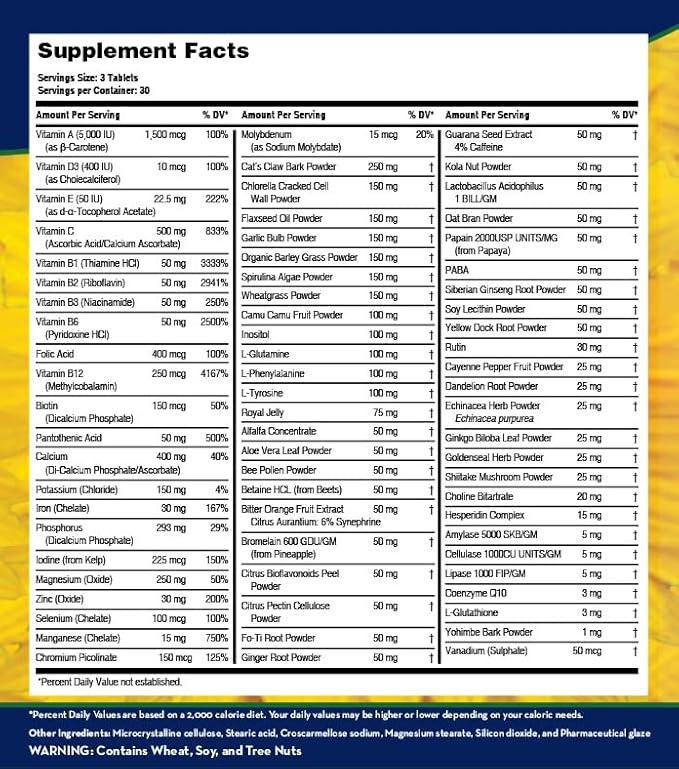 LifeSourceVitamins LifeSource Vitamins Whole Food Multivitamin & Minerals with 71 All Natural Ingredients, Probiotics, Digestive Enzymes, Chelated Minerals and Non-GMO, 90 Tablets