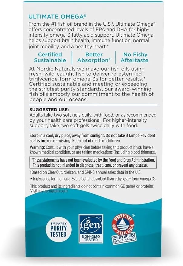 Ultimate Omega, Lemon Flavor - 180 Soft Gels - 1280 mg Omega-3 - High-Potency Omega-3 Fish Oil - Non-GMO - 90 Servings