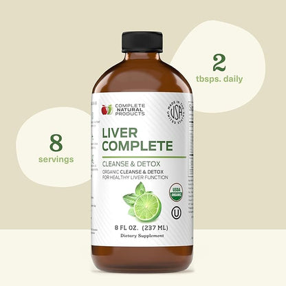 Liver Complete 8oz - Organic Liquid Liver Cleanse & Detox Supplement for High Enzymes, Fatty Liver, & Liver Support