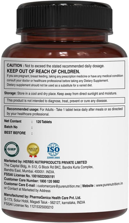 Pure Nutrition Ultra Calcium Citrate Malate | 1000mg Highly absorbable Calcium Supplement with Calcium Citrate Malate, Vitamin D3, Magnesium and Zinc | Non-GMO | Gluten-Free | 120 Veg Tabs