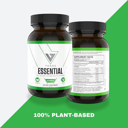 vedge Vegan Omega 3 - Daily Multivitamin Contains Vitamin D, Vitamin B12, Algal Oil for Vegan EPA & DHA - Natural Vitamins, Minerals - 30 Day Supply Nutrition Essential