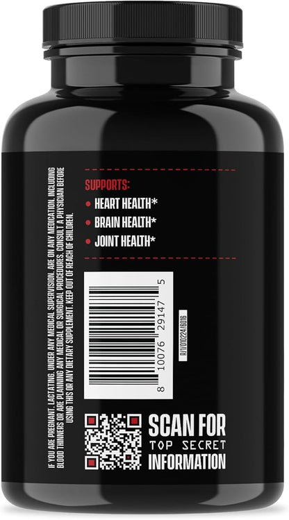 Jocko Fuel Omega 3 Fish Oil Supplement - Burpless Fish Oil 2000mg Omega 3 Fatty Acid Supplement Powerful Antioxidant with Astaxanthin - Supports Brain, Heart, & Mood (60 Capsules) (30 Day Supply)