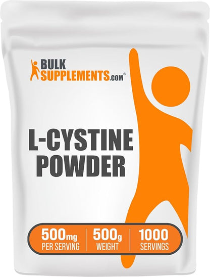BulkSupplements.com L-Cystine Powder - L-Cystine 500mg, L-Cystine Supplement, Amino Acid Supplement - for Immune Support, Gluten Free, 500mg per Serving, 500g (1.1 lbs) (Pack of 1)