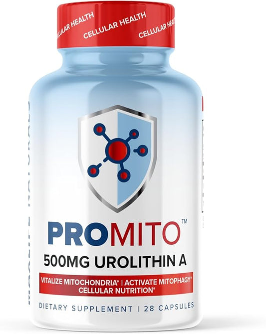 ProMito - Urolithin A Supplement - 500mg Pure Urolithin A Dietary Supplement for Men & Women - Good Alternative to NMN, NAD, CoQ10, Resveratrol & PQQ - Max Life Naturals, 28 Capsules