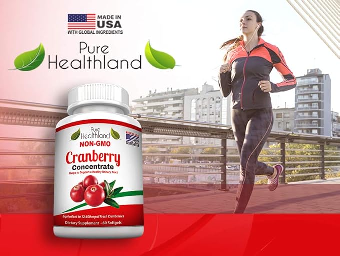 Non GMO Cranberry Concentrate Supplement Pills for Urinary Tract Infection UTI. Equals 12600mg Cranberries. Triple Strength for Men and Women, Easy to Swallow Softgels 1 Bottle