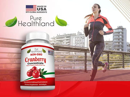 Non GMO Cranberry Concentrate Supplement Pills for Urinary Tract Infection UTI. Equals 12600mg Cranberries. Triple Strength for Men and Women, Easy to Swallow Softgels 1 Bottle