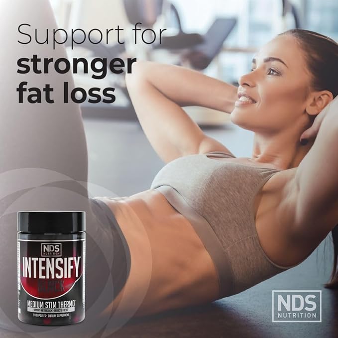 Intensify NDS Nutrition Black - Thermogenic Blend with Advantra Z for Fat and Water Loss - Boost Metabolism, Burn Calories, Help Suppress Appetite - Improve Body Tone, Muscle Definition - 90 Capsules