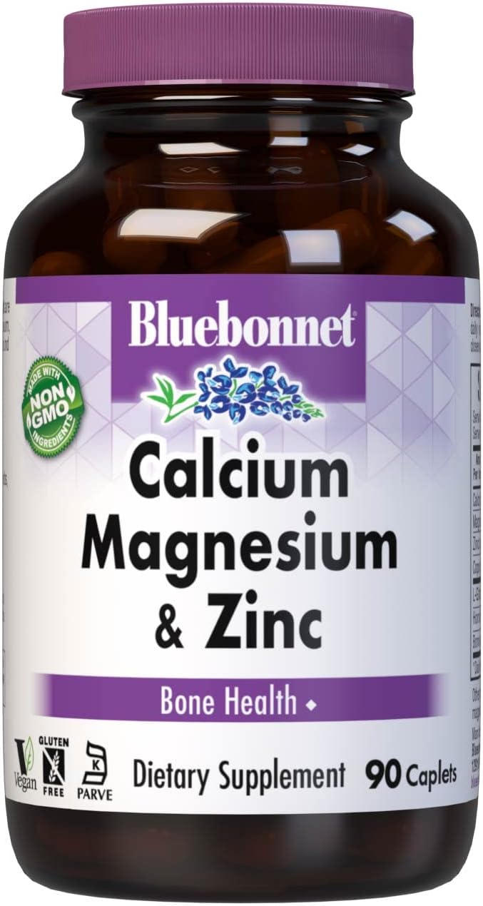 BlueBonnet Calcium Magnesium Zinc Caplets, 90 Count