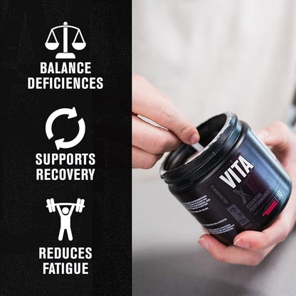 Jacked Factory Vita XT Performance Vitamin Powder - Daily Multivitamin Powder for Men with KSM-66 Ashwagandha, Prebiotic Fiber, Vitamin A, C, D, K, B6, B12, & More - Strawberry Lemonade, 30Sv