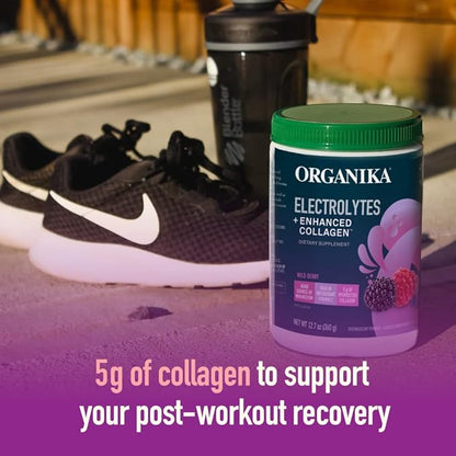Organika Electrolytes + Enhanced Collagen- Wildberry Flavor- Sugar-Free Hydration + Protein 360 Gram - 30 Servings