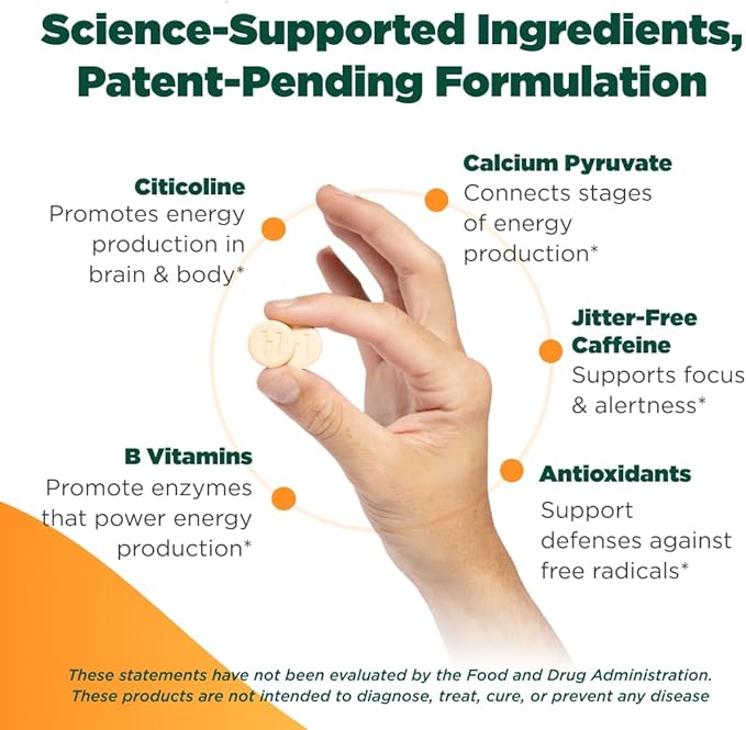 The Anytime You Need Energy Vitamin for Sustained Energy, Focus & Alertness with Jitter-Free Caffeine, 60 Chewable Energy Supplements (30 Servings), Mixed Berry