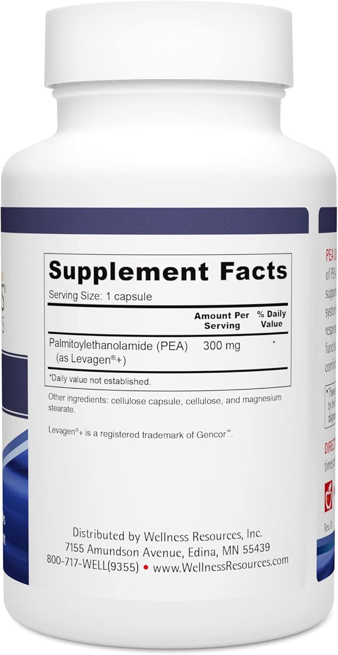 Wellness Resources Pea Ultra with Levagen+ High Absorption Pea for Minor Pain and Discomfort, 300mg Micronized Palmitoylethanolamide (60 Capsules)