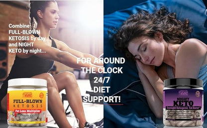 CLEAN+LEAN NIGHT KETO: First Ever Overnight Ketogenic Fat Burner & Sleep Aid | BHB Ketones + MCT Oil Extract + Vitamins & Minerals | 24 HR Diet Sleep Great Lose Weight | All Natural & GF | 60 Caps