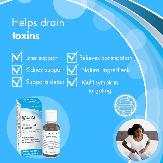 Guna Deep Cleanse Homeopathic All Natural Systemic Body Cleansing, Toxin Release, Liver and Kidney Support and Detoxification - 1 Ounce