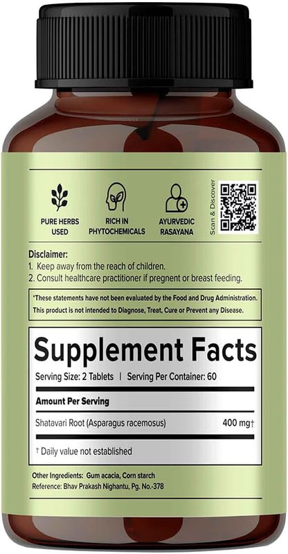 JIVA Shatavari Tablets 500mg | 100% Pure & Natural Supplement for Men & Women - 120 Tablets (2)