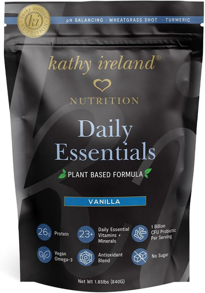 Kathy Ireland Daily Essentials Plant Based Protein Powder Mix (1.85, Vanilla)