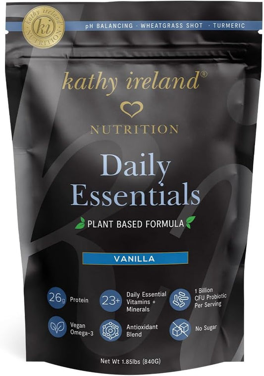 Kathy Ireland Daily Essentials Plant Based Protein Powder Mix (1.85, Vanilla)