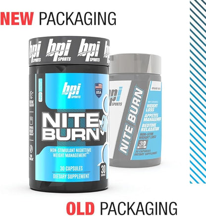 BPI Sports Nite burn – Nighttime Fat Burner & Sleep Support – Keto-Friendly – Weight Loss, Burn Fat, Relaxation, Boost Metabolism – 30 servings – 640mg, Capsule