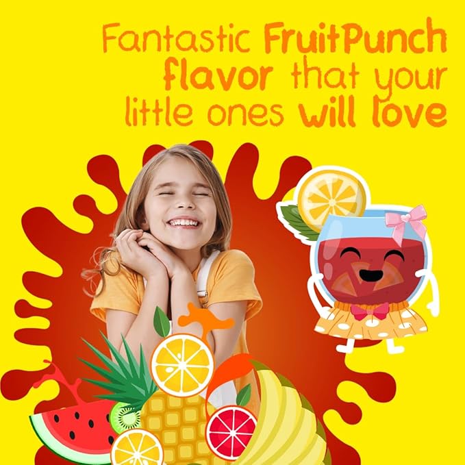 Chewable Magnesium for Kids, Relaxation and Calm Formula, Glycinate, Citrate, Taurate, Vitamin B6, D, C, Natural Fruit Punch Flavor, Sugar Free, Gluten Free, Non-GMO, 60 Chewable Tablets