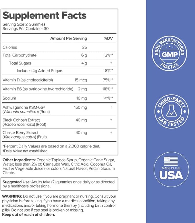 MENO Gummies for Menopause, 30 Servings (Pack of 2) - Hormone-Free Menopause Supplements for Women With Black Cohosh & Ashwagandha KSM-66 - Helps Alleviate Hot Flashes, Night Sweats, & Mood Swings