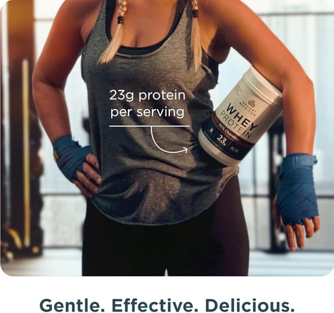 Ancient Nutrition Grass Fed Whey Protein, Milk Chocolate, 23g Protein, 20 Servings, Hydrolyzed Collagen Peptides, Organic Regenerative A2/A2 Milk Protein