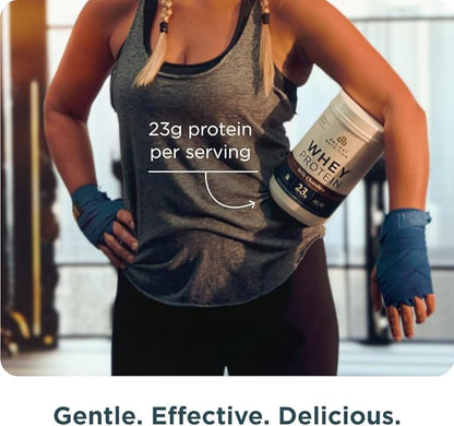 Ancient Nutrition Grass Fed Whey Protein, Milk Chocolate, 23g Protein, 20 Servings, Hydrolyzed Collagen Peptides, Organic Regenerative A2/A2 Milk Protein