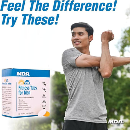 MDR Fitness Tabs Patented AM/PM Multivitamin for Men Doctor Formulated with Right Nutrients at The Right Time - Gluten Free - 2 Month Supply