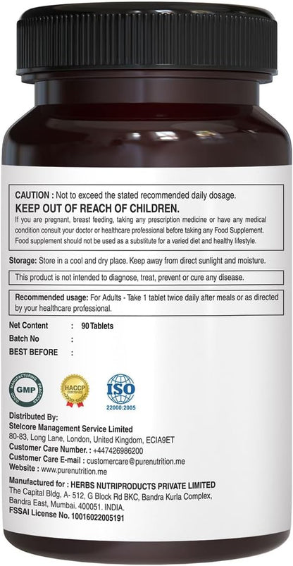 Pure Nutrition Ultra Calcium Citrate 1000mg Highly absorbable Calcium Supplement with Calcium Citrate Malate, Vitamin D, Zinc and Magnesium - 1 Tablet Daily (90 Veg Tabs) Non-GMO | Gluten-Free