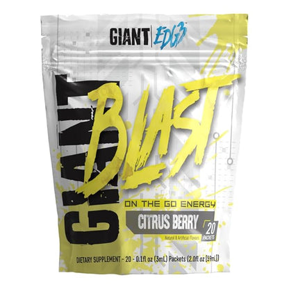 Giant Edge Series Giant Blast - On the Go Energy Formula, Caffeinated Energy Shot with Glycerol and Nootropics for Energy & Endurance (Citrus Berry, 20 Pack)