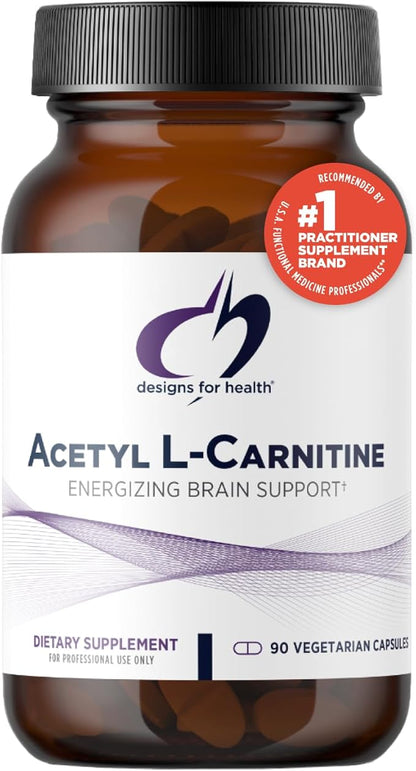Designs for Health Acetyl L-Carnitine Capsules 800mg - Energizing Brain Support - Non-GMO, Vegetarian Acetyl L-Carnitine HCl Supplement (90 Capsules)
