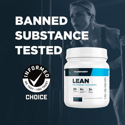 Transparent Labs Lean Pre-Workout - Body Recomposition Pre Workout for Men and Women with Acetyl L-Carnitine, Beta Alanine Powder, & PurCaf Organic Caffeine Powder - 30 Servings, Blue Raspberry