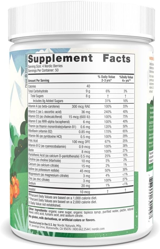 Nordic Naturals Nordic Berries, Citrus - 200 Gummy Berries - Great-Tasting Multivitamin for Ages 2+ - Growth, Development, Optimal Wellness - Non-GMO, Vegetarian - 50 Servings