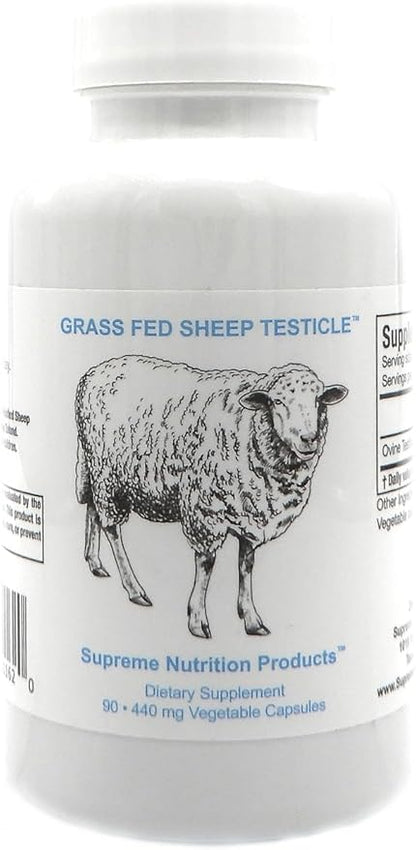Supreme Nutrition Sheep Testicle - 100% Grass Fed and Finished in New Zealand, 90 Capsules of Pure Ovine Testicle