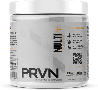 PRVN Performance Multi+ Greens, Probiotic, Ashwagandha, Lions Mane & MCT Powder - Energy & Mental Boost, 30 Serv (Orange Cream)