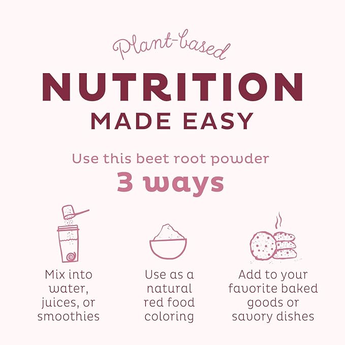 KOS Organic Beet Root Powder - USDA Certified, Non-GMO, Gluten & Soy Free - 90 Servings