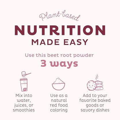 KOS Organic Beet Root Powder - USDA Certified, Non-GMO, Gluten & Soy Free - 90 Servings