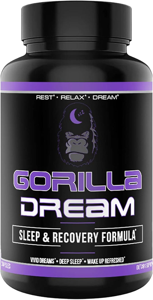 Gorilla Dream Sleep Supplement (120 Capsules) - Nootropic Infused Comprehensive Sleep & Recovery Supplement - GABA, Melatonin, Valerian Root, Magnesium, L-Theanine, Sensoril, Ashwagandha & More