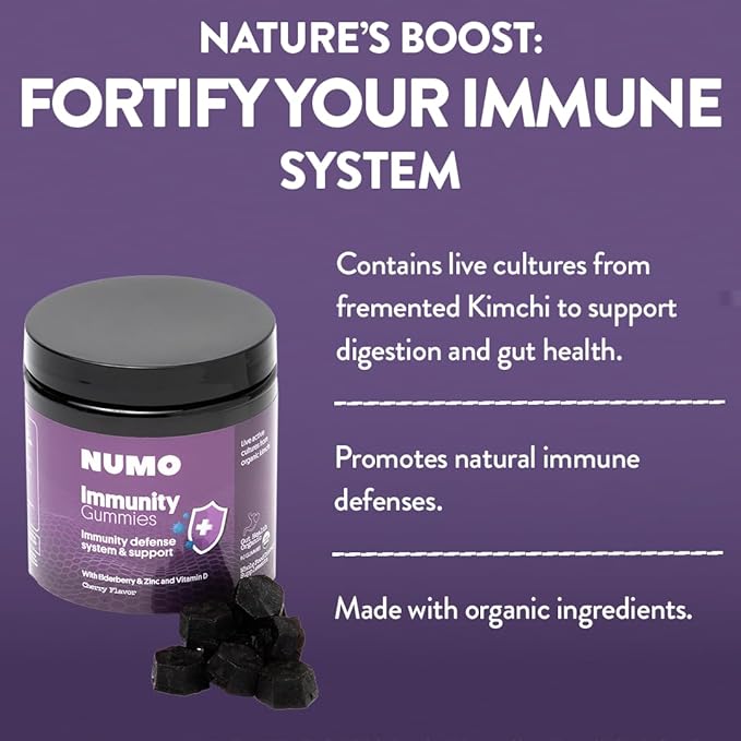 Numo Elderberry Gummies - Immune System Support with Antioxidants Supplement - Complete Formula with Sambucus Fruit, Vitamin D3, Zinc, Vitamin C, Probiotics - Organic, Vegan & Kosher - 60 Count