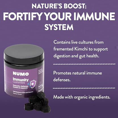 Numo Elderberry Gummies - Immune System Support with Antioxidants Supplement - Complete Formula with Sambucus Fruit, Vitamin D3, Zinc, Vitamin C, Probiotics - Organic, Vegan & Kosher - 60 Count