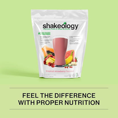 Shakeology Vegan Protein Powder - Gluten Free, Superfood Protein Shake - Helps Support Healthy Weight Loss, Lean Muscle Support, Manage Effects of Stress, Tropical Strawberry - 30 Serving Bag