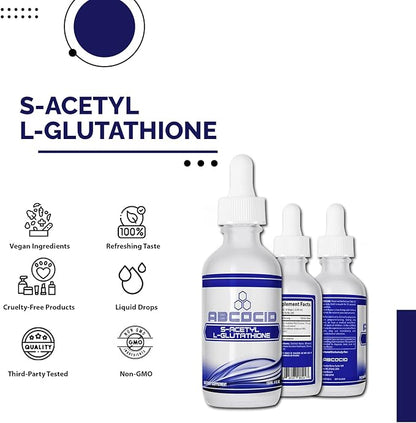 S-Acetyl L-Glutathione 95 mg, 4 Oz Liquid, 240 Servings, Made in USA, Quick Absorption, Quality Potent Ingredients, Non-GMO, GMP Certified, Cruelty-Free Products