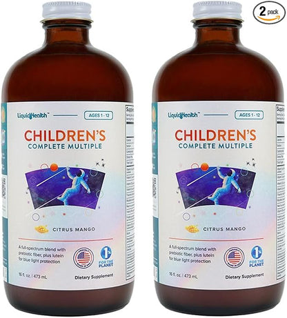 LIQUIDHEALTH Children's Complete Liquid Multivitamin for Kids, Toddlers - Essential Vitamins, Nutrients & Minerals, Immune Support, Gut Health - Great Taste, Vegan, Non GMO, Sugar-Free (2-Pack)