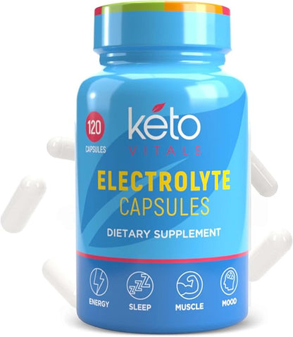 Keto Vitals Electrolyte Capsules | The Original Keto Electrolyte Pills Supplement | Salt Electrolyte Tablets for Hydration | Calorie-Free | Carb-Free KetoVitals Electrolyte Capsules
