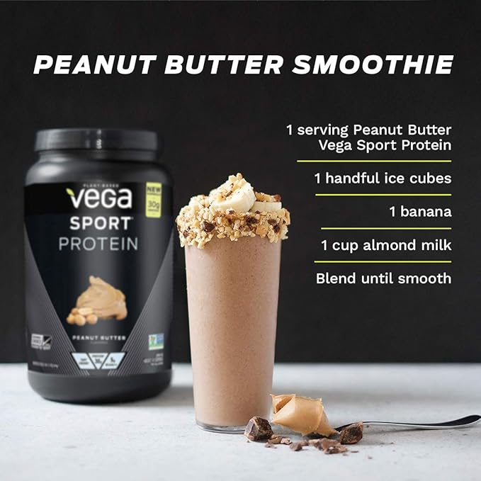 Vega Sport Protein Powder, Plant-Based Vegan Protein Powder (14 Servings) (Peanut Butter)