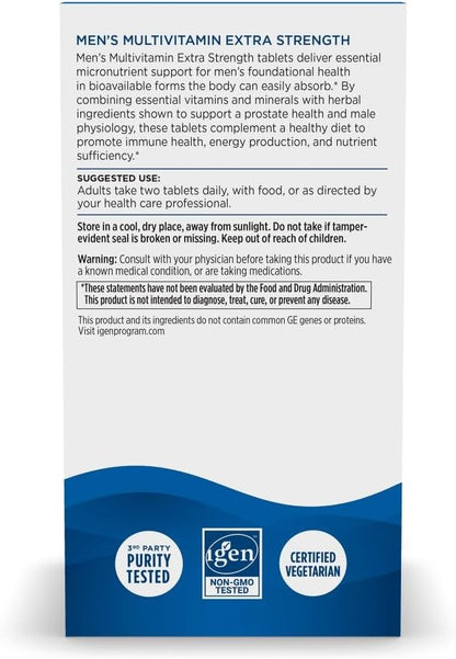 Nordic Naturals Men’s Multivitamin Extra Strength - Bone, Energy, & Blood-Vessel Support - Immunity Supplement - 20 Essential Nutrients - 60 Tablets - 30 Servings