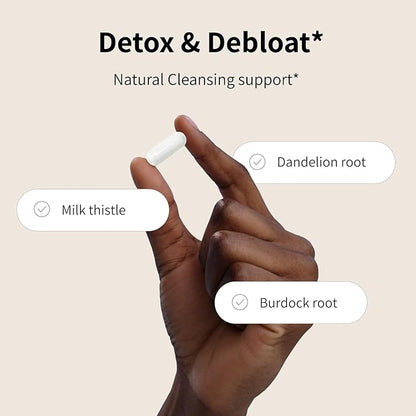 Nourished Natural Detox + Debloat - Milk Thistle & Dandelion Root Vegan Supplement for Women - Bloating Relief & Digestion Support - 3 Bottles