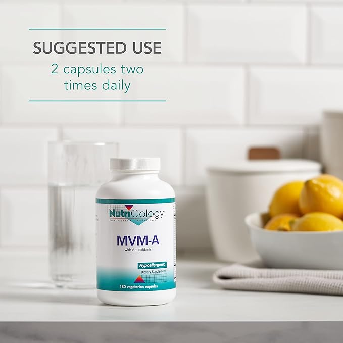 Nutricology MVM-A Supplement - Multivitamin for Men & Women, with Iron, Daily Vitamins, for Adults, High Potency, Bioavailable, Vegetarian Capsules - 180 Count