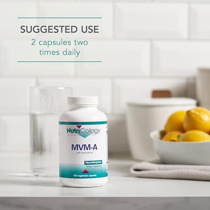 Nutricology MVM-A Supplement - Multivitamin for Men & Women, with Iron, Daily Vitamins, for Adults, High Potency, Bioavailable, Vegetarian Capsules - 180 Count