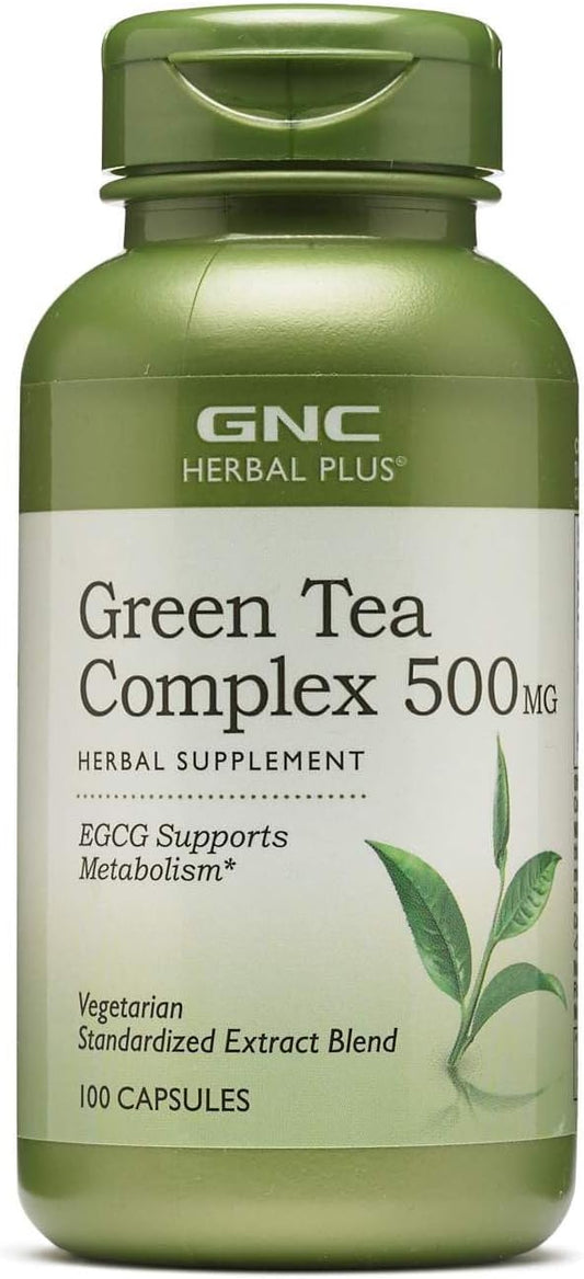 GNC Herbal Plus Green Tea Complex 500mg, 100 Capsules, Metabolism Support