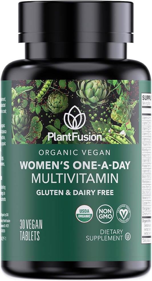 PlantFusion Organic Multivitamin for Women - One Daily Whole Food Blend Women's Multivitamin - Vegan, Non-GMO, Gluten Free & Dairy Free - 30 Tablets (1 Month Supply)